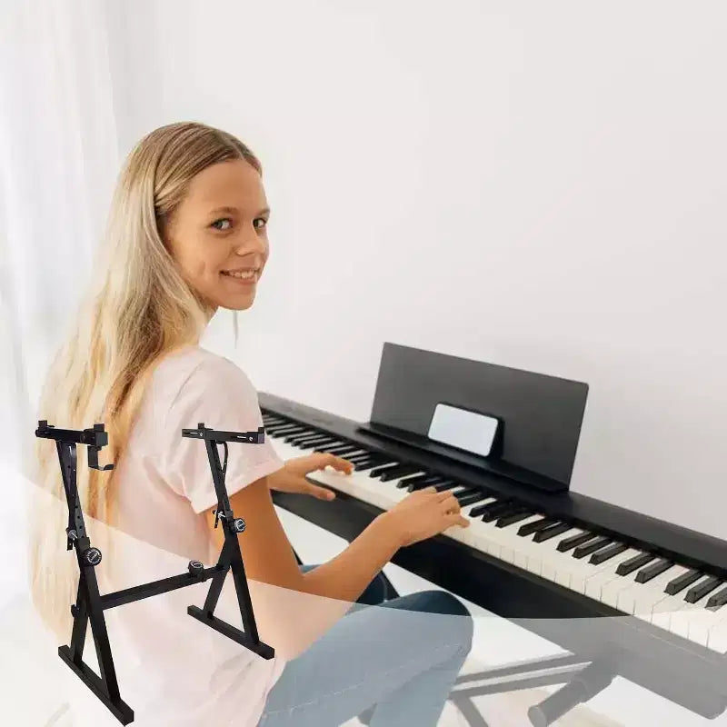 Supporto per pianoforte a tastiera regolabile Z-Style, robusto, stabile e portatile, altezza e larghezza regolabili, adatto per pianoforti elettrici a 44/54/61/88 tasti, nero