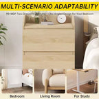 Comodino con 2 cassetti, comodino moderno da 60 cm, tavolino con 2 cassetti e vano portaoggetti, design senza maniglia per camera da letto e soggiorno