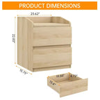 Comodino con 2 cassetti, comodino moderno da 60 cm, tavolino con 2 cassetti e vano portaoggetti, design senza maniglia per camera da letto e soggiorno