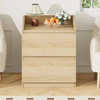 Comodino con 2 cassetti, comodino moderno da 60 cm, tavolino con 2 cassetti e vano portaoggetti, design senza maniglia per camera da letto e soggiorno