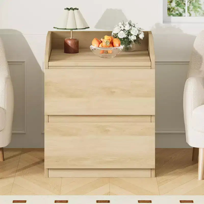 Comodino con 2 cassetti, comodino moderno da 60 cm, tavolino con 2 cassetti e vano portaoggetti, design senza maniglia per camera da letto e soggiorno