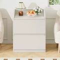 Nightstand with 2 Drawers, 23.6 Modern Bed Side Table, 2-Drawer End Table with Storage, Handle-Free Design for Bedroom & Living Room