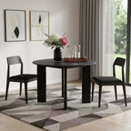 HomeRoots Tavolo da Pranzo Rotondo da 42 Pollici con Piano in Legno Massello Nero