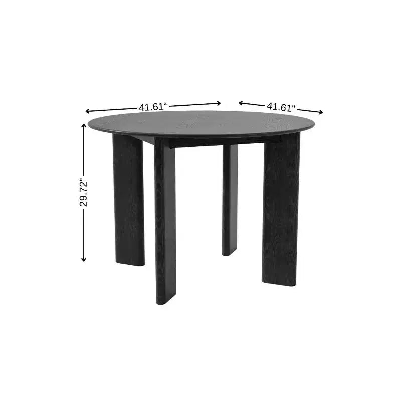 HomeRoots Tavolo da Pranzo Rotondo da 42 Pollici con Piano in Legno Massello Nero