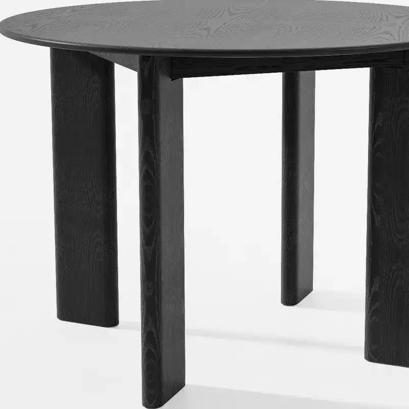 HomeRoots Tavolo da Pranzo Rotondo da 42 Pollici con Piano in Legno Massello Nero
