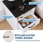 Comodino Rustico da Fattoria a 2 Cassetti, Comodino Moderno in Legno, Porte USB e Prese AC, MDF Resistente, Maniglie in Metallo, Bianco