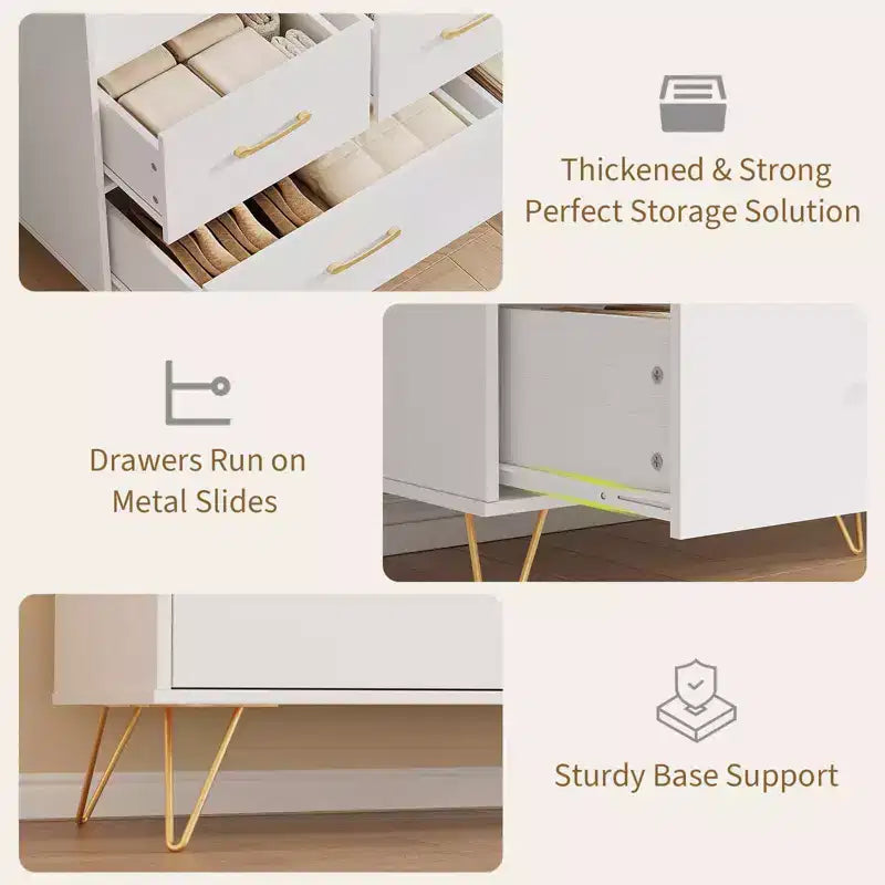 Cassettiera per Camera da Letto con 5 Cassetti, Comò Largo 120 cm, Organizzatore Contenitore Autoportante