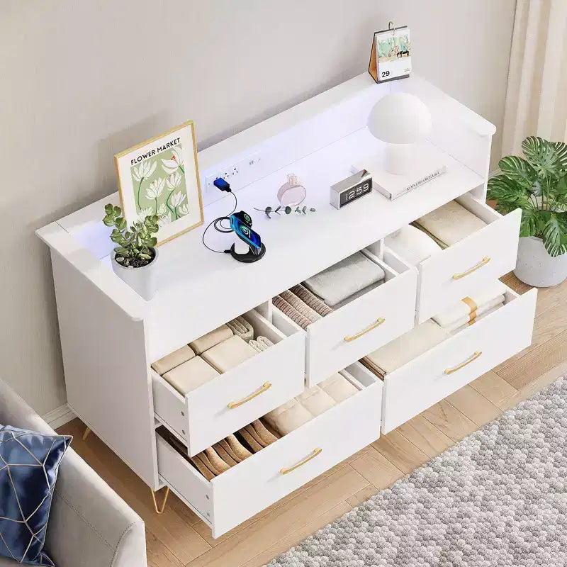 Cassettiera per Camera da Letto con 5 Cassetti, Comò Largo 120 cm, Organizzatore Contenitore Autoportante