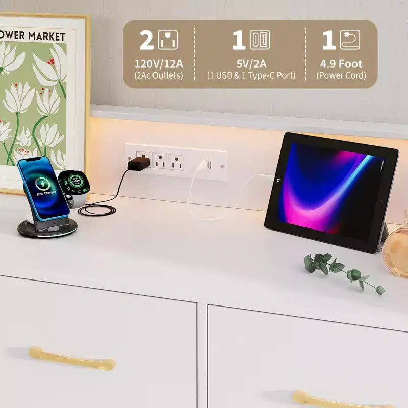 Cassettiera per Camera da Letto con 5 Cassetti, Comò Largo 120 cm, Organizzatore Contenitore Autoportante