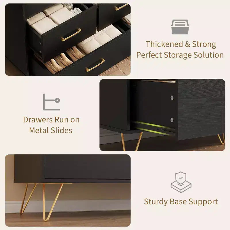 Cassettiera per Camera da Letto con 5 Cassetti, Comò Largo 120 cm, Organizzatore Contenitore Autoportante