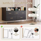 Cassettiera per Camera da Letto con 5 Cassetti, Comò Largo 120 cm, Organizzatore Contenitore Autoportante