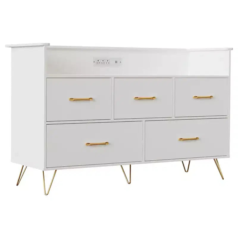 Cassettiera per Camera da Letto con 5 Cassetti, Comò Largo 120 cm, Organizzatore Contenitore Autoportante
