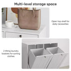 Mobile Lavanderia/Cesta Portabiancheria Moderna GDFStudio Barnsley in Legno da 44,6 Litri con 2 Cesti Estraibili