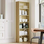 Libreria alta a 6 ripiani, Scaffale in legno da 161,5 cm con stile rustico industriale, Organizzatore a 6 livelli per soggiorno, camera da letto, biblioteca
