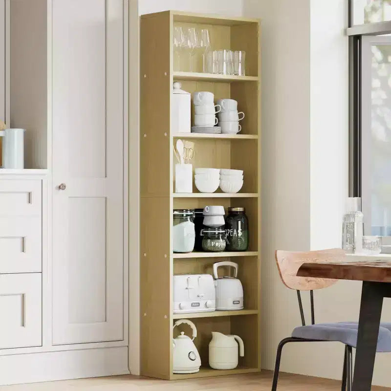 Libreria alta a 6 ripiani, Scaffale in legno da 161,5 cm con stile rustico industriale, Organizzatore a 6 livelli per soggiorno, camera da letto, biblioteca