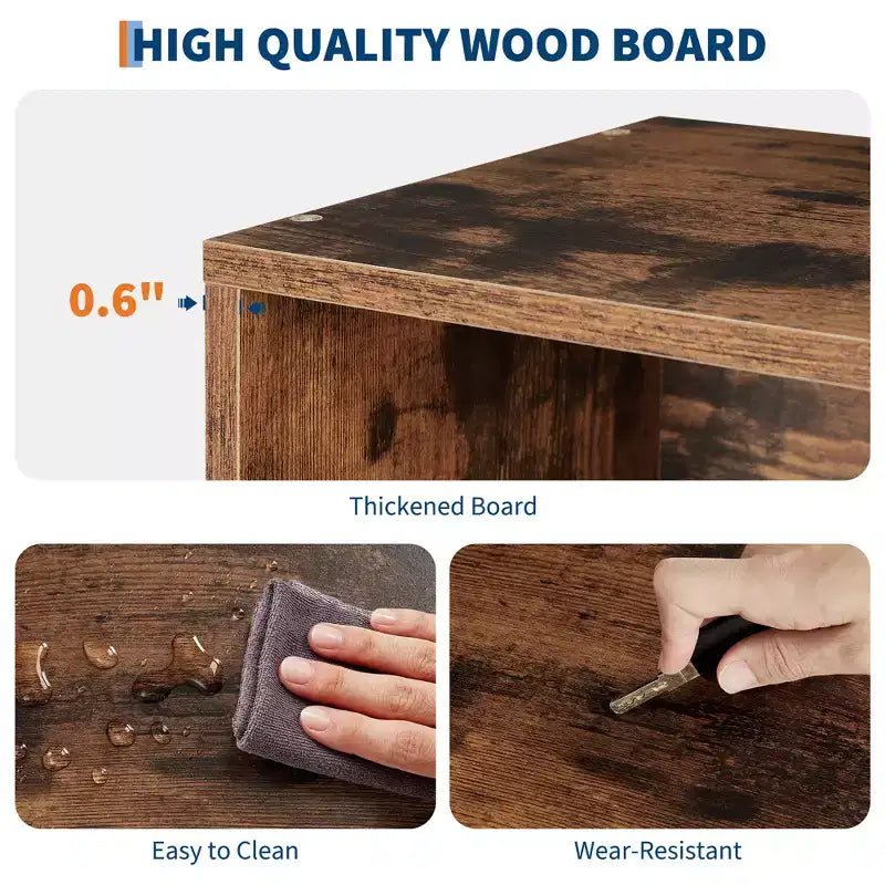 Libreria alta a 6 ripiani, Scaffale in legno da 161,5 cm con stile rustico industriale, Organizzatore a 6 livelli per soggiorno, camera da letto, biblioteca