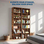 Libreria alta a 6 ripiani, Scaffale in legno da 161,5 cm con stile rustico industriale, Organizzatore a 6 livelli per soggiorno, camera da letto, biblioteca