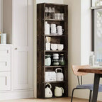 Libreria alta a 6 ripiani, Scaffale in legno da 161,5 cm con stile rustico industriale, Organizzatore a 6 livelli per soggiorno, camera da letto, biblioteca
