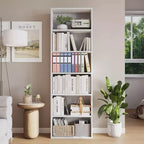 6-Shelf Tall Bookcase, 63.6''H Wood Bookshelf with Industrial Rustic Style, 6-Tier Storage Organizer for Living Room, Bedroom, Library