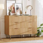 Comò moderno a 6 cassetti con scanalature, cassettiera in legno con contenitori profondi, cassettiera doppia grande e porta TV per camera da letto, soggiorno, corridoio, cameretta dei bambini