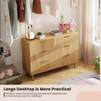Comò moderno a 6 cassetti con scanalature, cassettiera in legno con contenitori profondi, cassettiera doppia grande e porta TV per camera da letto, soggiorno, corridoio, cameretta dei bambini