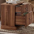 Comodino scanalato moderno, comodino da 60 cm Piccolo armadietto contenitore con 2 cassetti, tavolino con base curva stabile