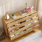 Comò a 8 cassetti scanalati, cassettiera doppia larga 137 cm con cassetti profondi, organizer in legno e mobile TV