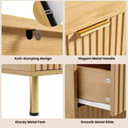 Comò a 8 cassetti scanalati, cassettiera doppia larga 137 cm con cassetti profondi, organizer in legno e mobile TV