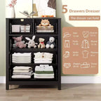 Cassettiera moderna a 5 cassetti per camera da letto, Comò alto in legno, Organizzatore spazioso, Cassetti per ingresso, corridoio, armadio, camera dei bambini, ufficio domestico