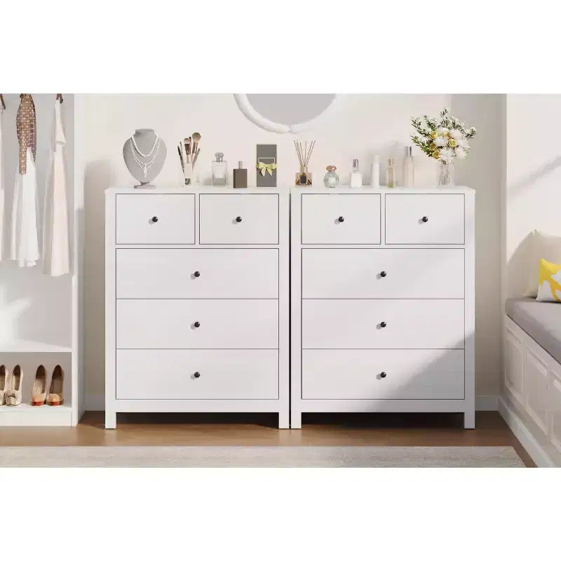 Cassettiera moderna a 5 cassetti per camera da letto, Comò alto in legno, Organizzatore spazioso, Cassetti per ingresso, corridoio, armadio, camera dei bambini, ufficio domestico