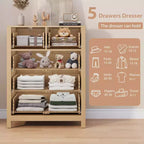 Cassettiera moderna a 5 cassetti per camera da letto, Comò alto in legno, Organizzatore spazioso, Cassetti per ingresso, corridoio, armadio, camera dei bambini, ufficio domestico