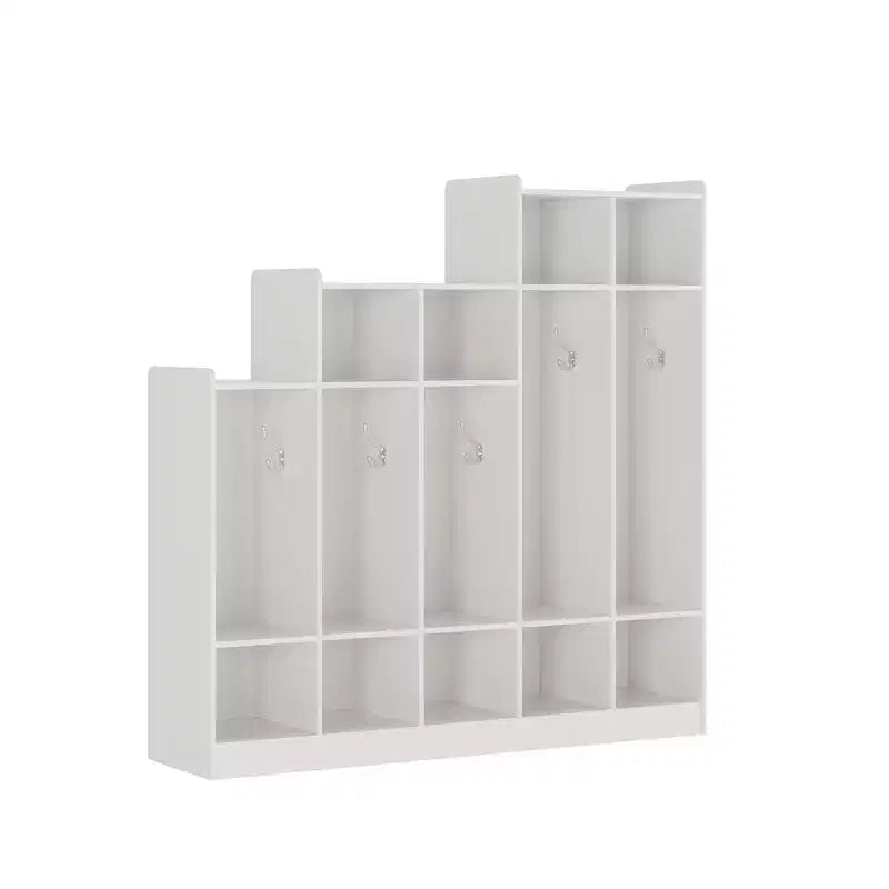 Armadietto appendiabiti in legno a 5 sezioni per bambini - 9 scomparti, 10 ganci - Organizzatore per asili nido, scuole dell'infanzia, casa, camerette, scuole