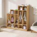 Armadietto appendiabiti in legno a 5 sezioni per bambini - 9 scomparti, 10 ganci - Organizzatore per asili nido, scuole dell'infanzia, casa, camerette, scuole