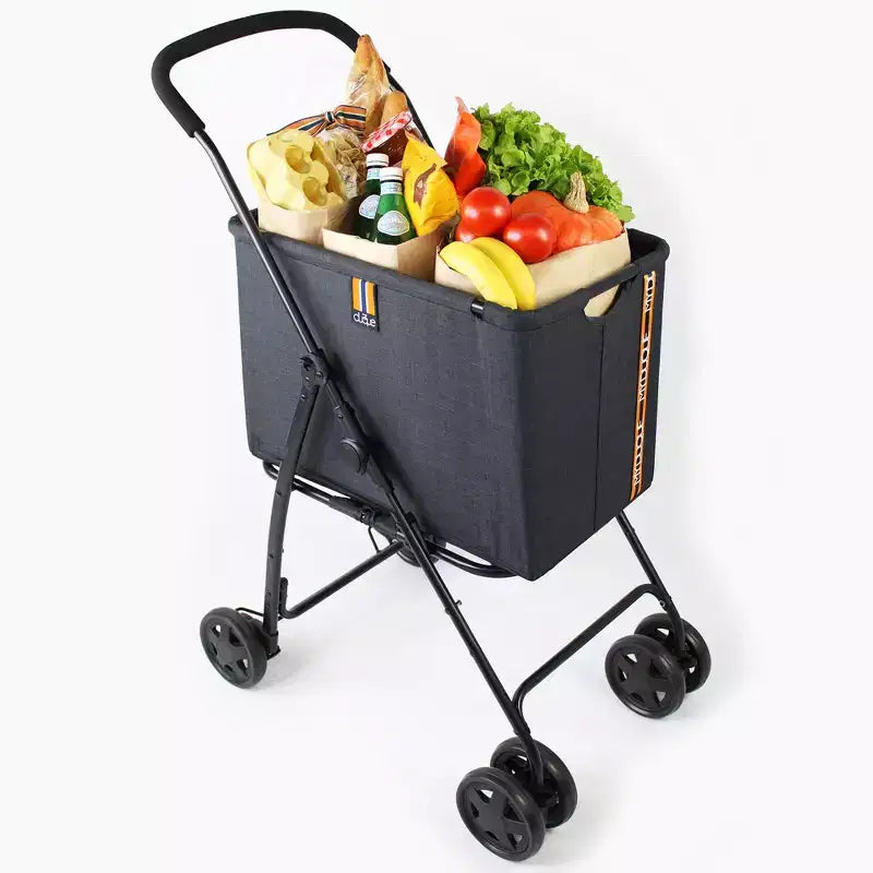 My Duque: Passeggino Mila Shopping - Nero Mélange - Carrello Portatutto con Ruote