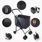 My Duque: Passeggino Mila Shopping - Nero Mélange - Carrello Portatutto con Ruote
