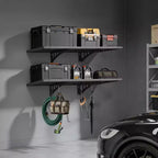 VEVOR Scaffalatura da Garage a Parete a 2 Livelli, Unità Scaffale a Muro in Acciaio da 1,64 x 4 Piedi, 19,68 x 48 Pollici per Ripiano, Capacità di Carico Totale di 560 libbre, Nero