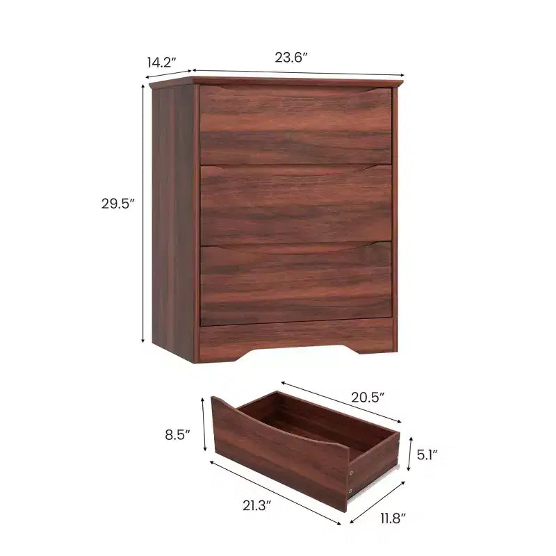 Cassettiera alta in legno con 3 cassetti, comò moderno, contenitore profondo, armadio grande con piano largo per camera da letto, soggiorno, corridoio, camera dei bambini