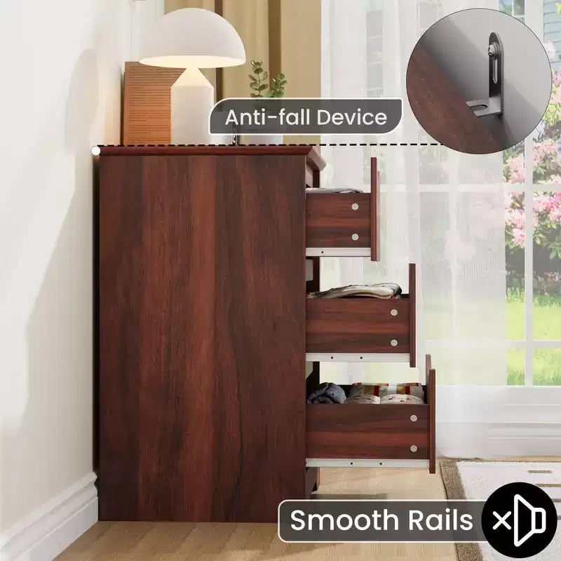 Cassettiera alta in legno con 3 cassetti, comò moderno, contenitore profondo, armadio grande con piano largo per camera da letto, soggiorno, corridoio, camera dei bambini