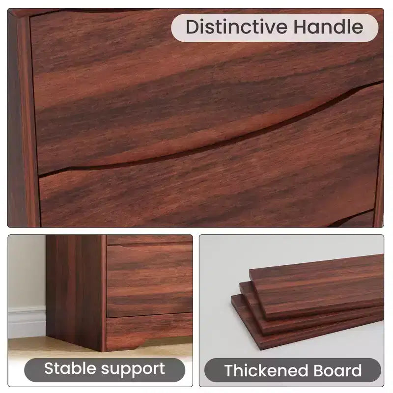 Cassettiera alta in legno con 3 cassetti, comò moderno, contenitore profondo, armadio grande con piano largo per camera da letto, soggiorno, corridoio, camera dei bambini