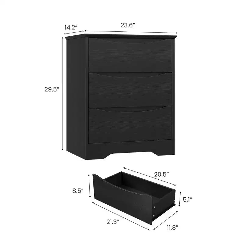Cassettiera alta in legno con 3 cassetti, comò moderno, contenitore profondo, armadio grande con piano largo per camera da letto, soggiorno, corridoio, camera dei bambini