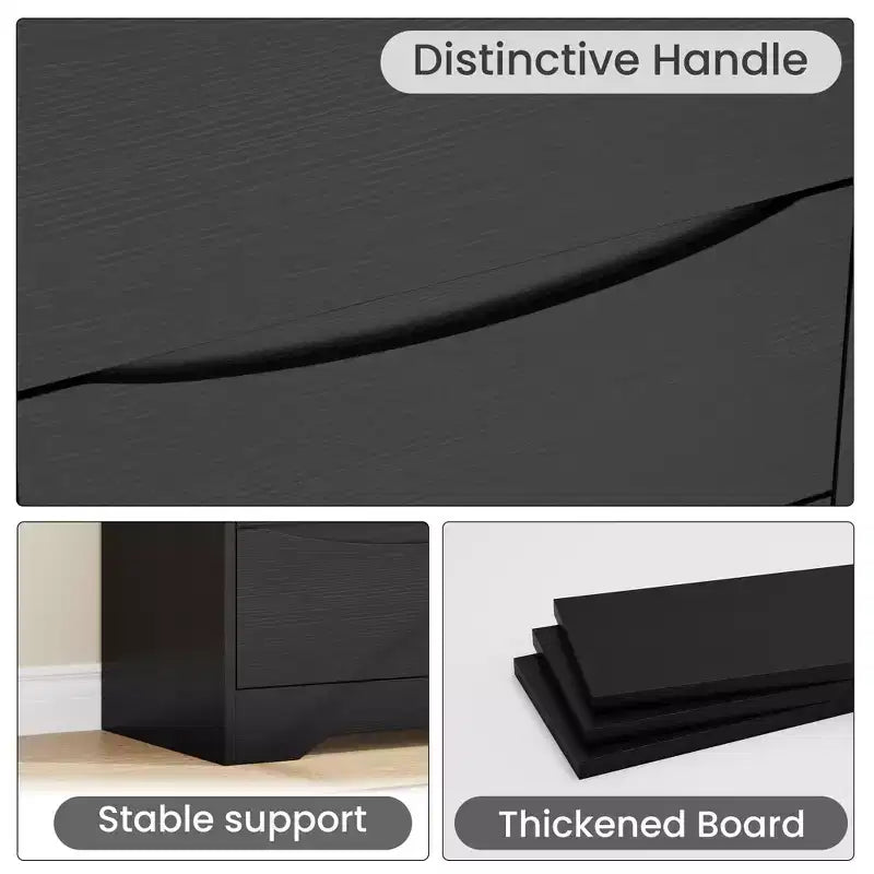 Cassettiera alta in legno con 3 cassetti, comò moderno, contenitore profondo, armadio grande con piano largo per camera da letto, soggiorno, corridoio, camera dei bambini