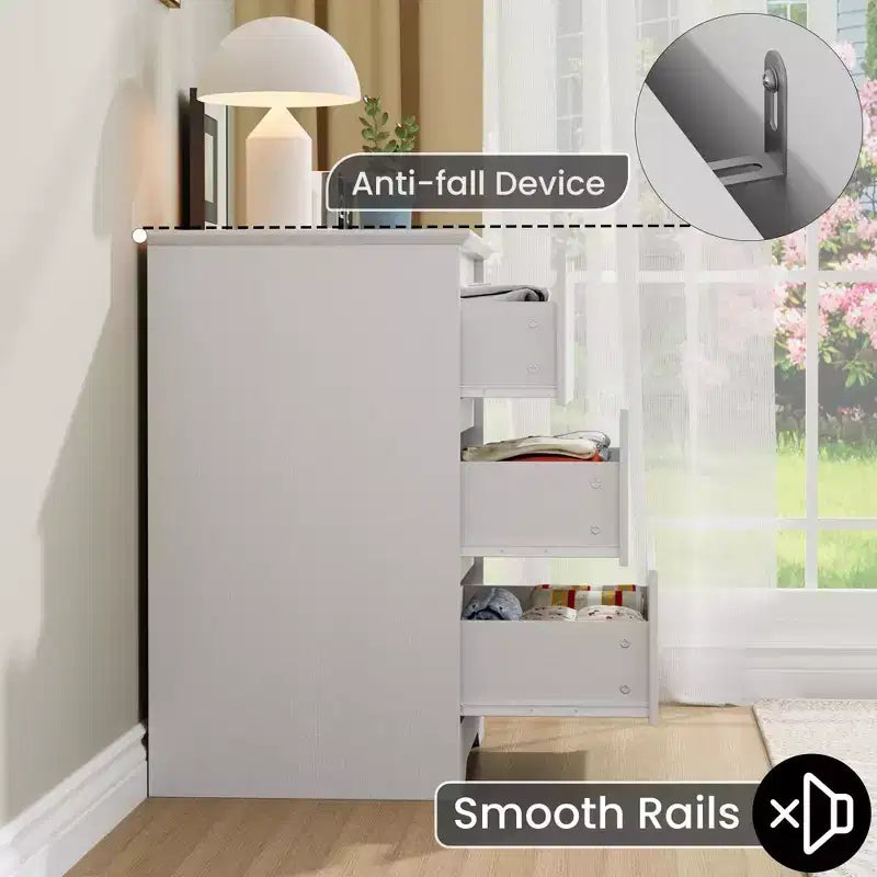 Cassettiera alta in legno con 3 cassetti, comò moderno, contenitore profondo, armadio grande con piano largo per camera da letto, soggiorno, corridoio, camera dei bambini