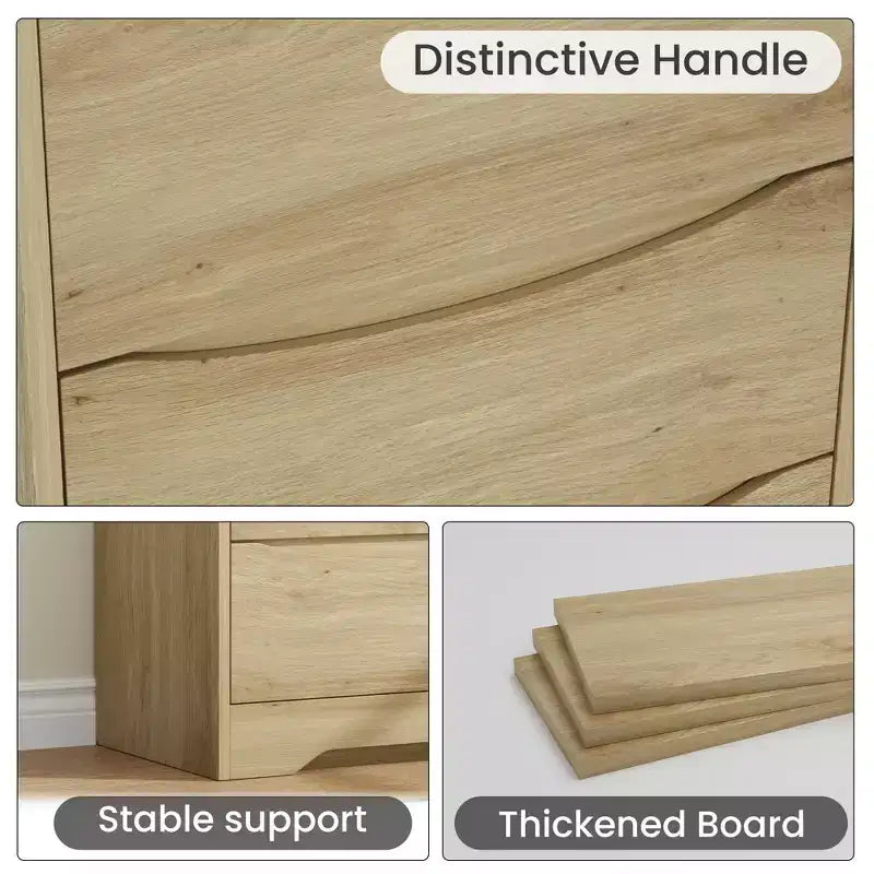 Cassettiera alta in legno con 3 cassetti, comò moderno, contenitore profondo, armadio grande con piano largo per camera da letto, soggiorno, corridoio, camera dei bambini