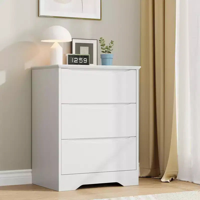 Cassettiera alta in legno con 3 cassetti, comò moderno, contenitore profondo, armadio grande con piano largo per camera da letto, soggiorno, corridoio, camera dei bambini