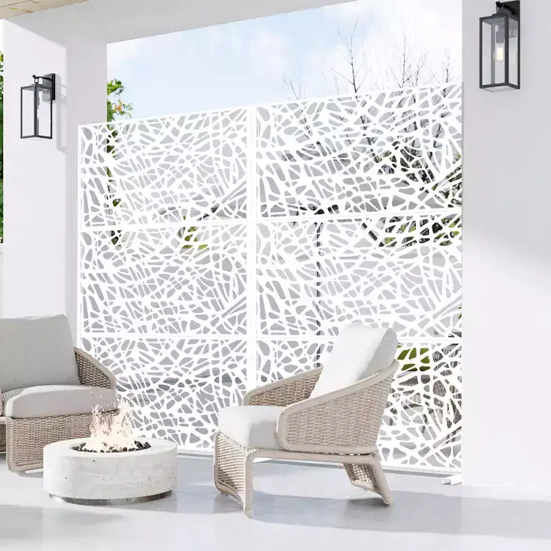 MAYEERTY 72x47 Pannello Paravento per Esterni Naturale Bianco, Set da 3 Pezzi Divisorio Pieghevole Naturale per Cortile e Giardino