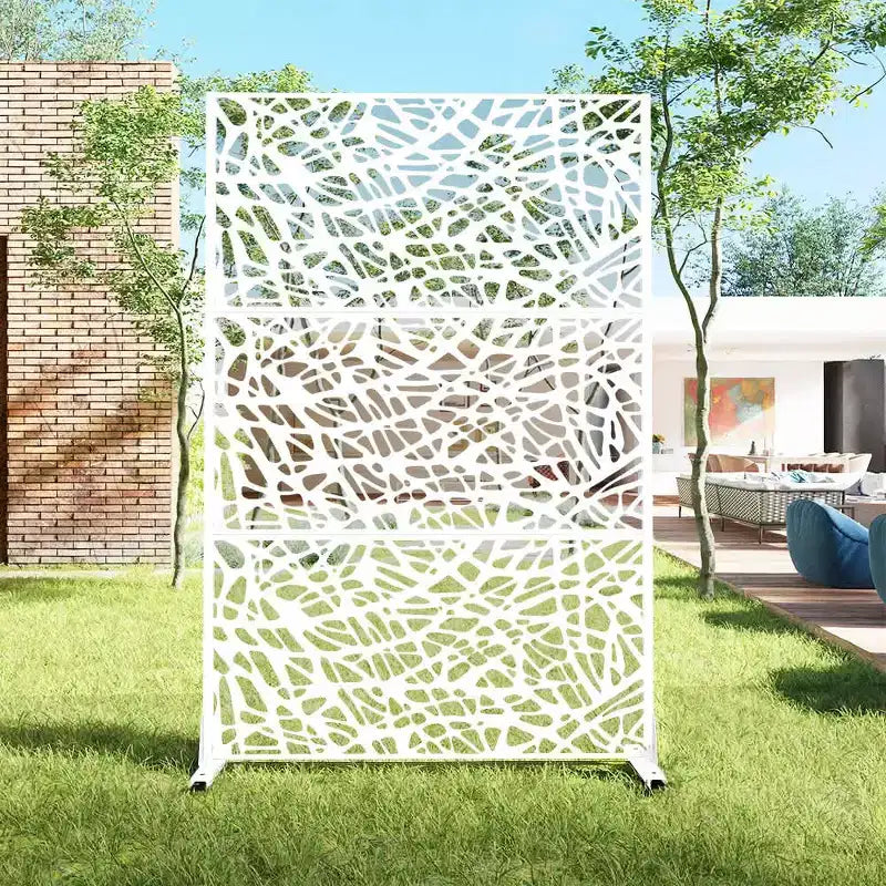MAYEERTY 72x47 Pannello Paravento per Esterni Naturale Bianco, Set da 3 Pezzi Divisorio Pieghevole Naturale per Cortile e Giardino