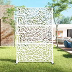 MAYEERTY 72x47 Pannello Paravento per Esterni Naturale Bianco, Set da 3 Pezzi Divisorio Pieghevole Naturale per Cortile e Giardino