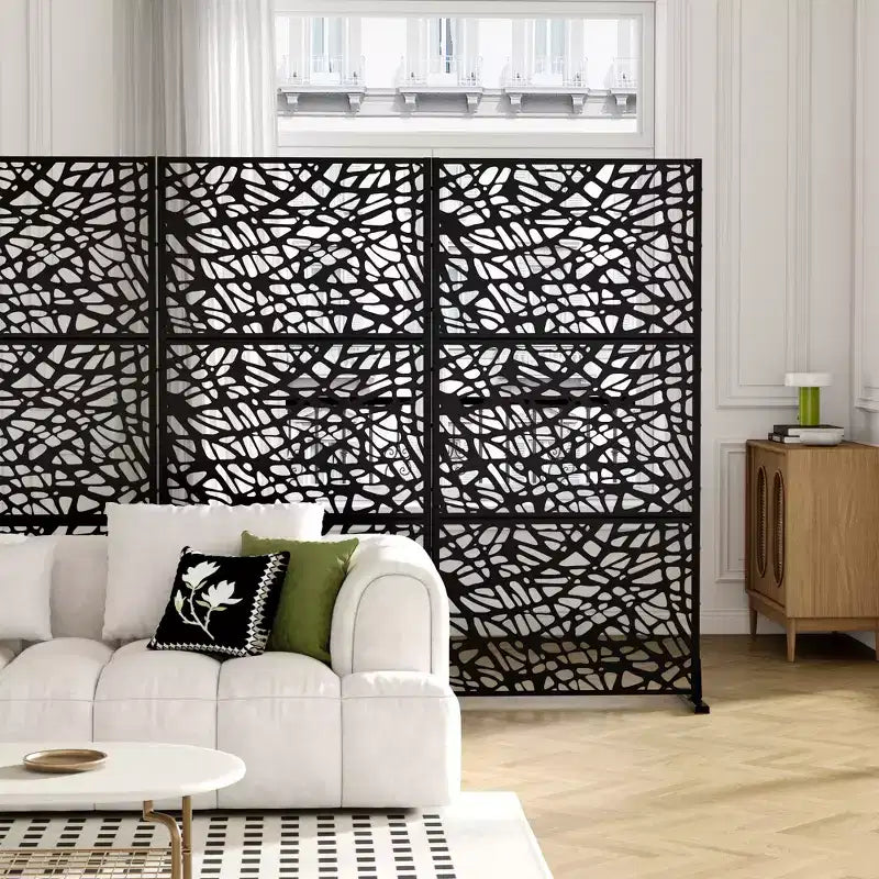 MAYEERTY 72x47 Pannello Paravento per Esterni Naturale Bianco, Set da 3 Pezzi Divisorio Pieghevole Naturale per Cortile e Giardino