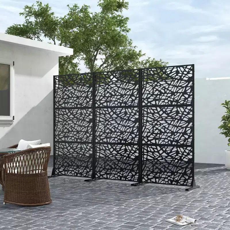 MAYEERTY 72x47 White Outdoor Natural Privacy Panel Screen, 3 Piece Set Natural Folding Divider for Backyard and Garden
