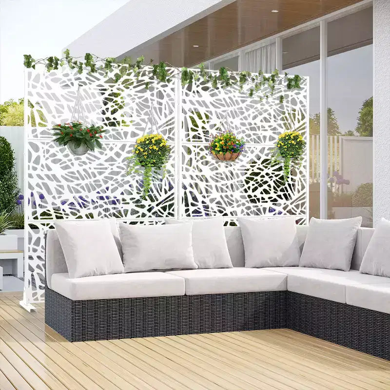 MAYEERTY 72x47 Pannello Paravento per Esterni Naturale Bianco, Set da 3 Pezzi Divisorio Pieghevole Naturale per Cortile e Giardino